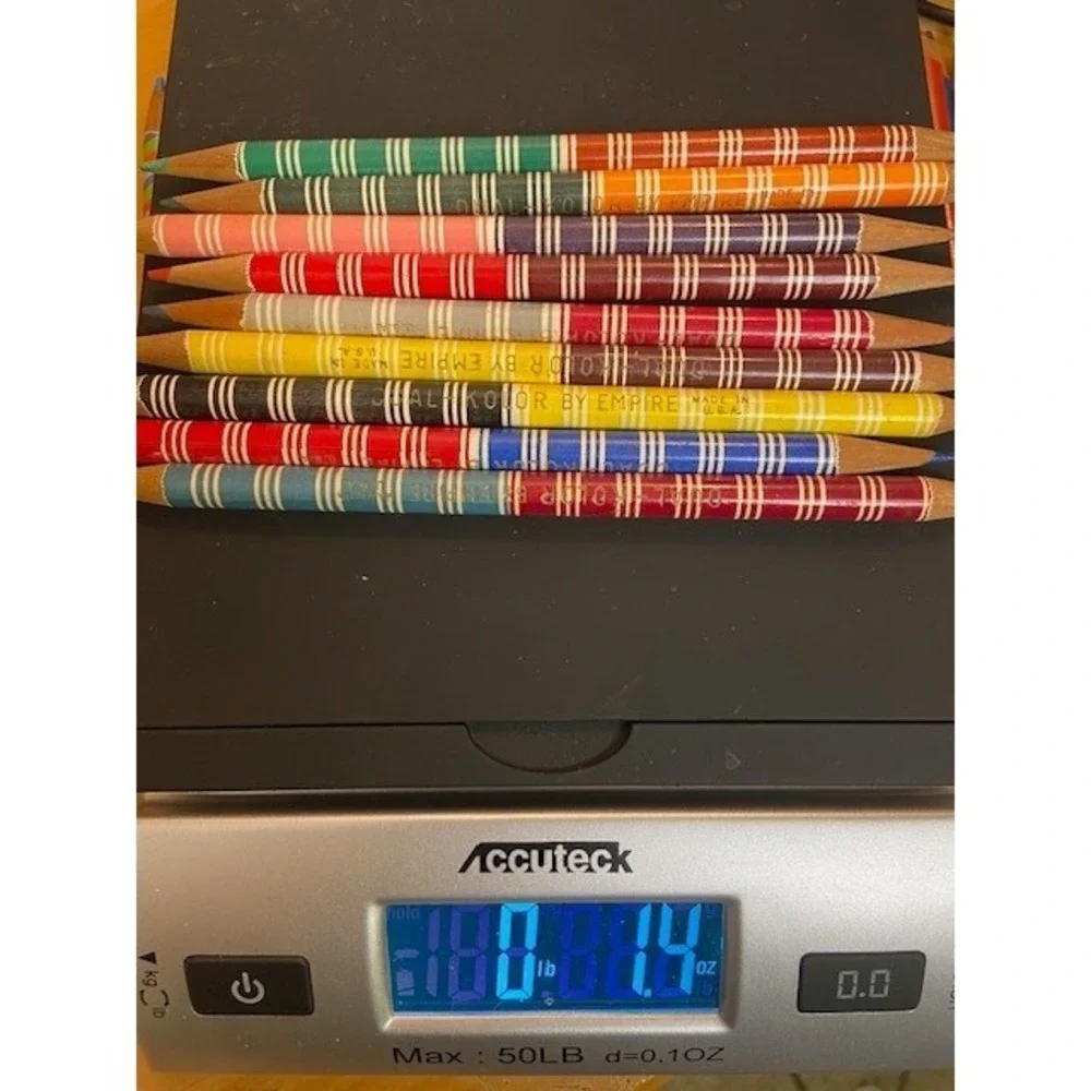 Vintage 1960's Empire Dual-Kolor Double Sided Colored Pencils Set of 9 Striped
